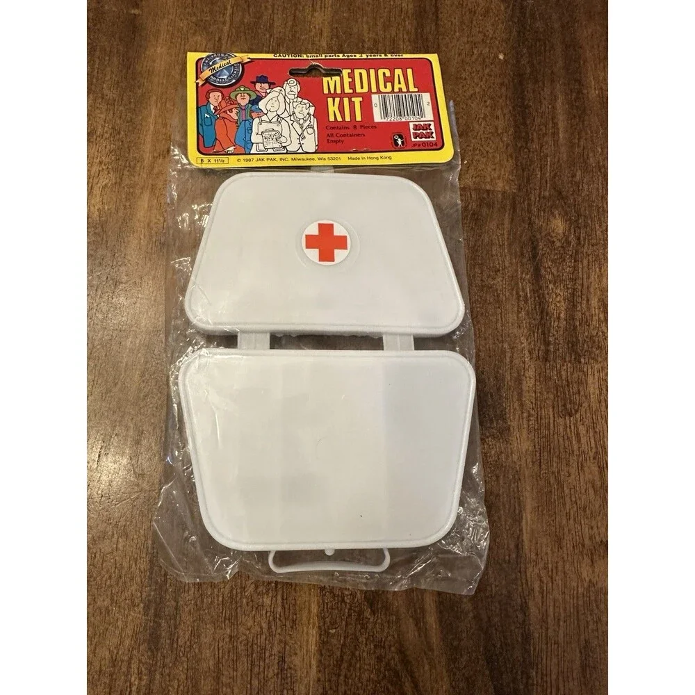 Vintage 1987 JAK PAK Medical Kit Doctor Nurse Toy 8 Piece Sealed NOS Hong Kong